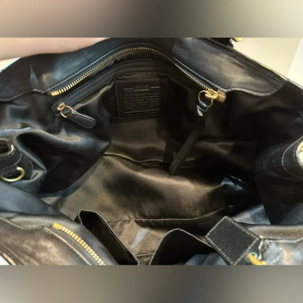 COACH‎ Black Leather Shoulder Handbag
